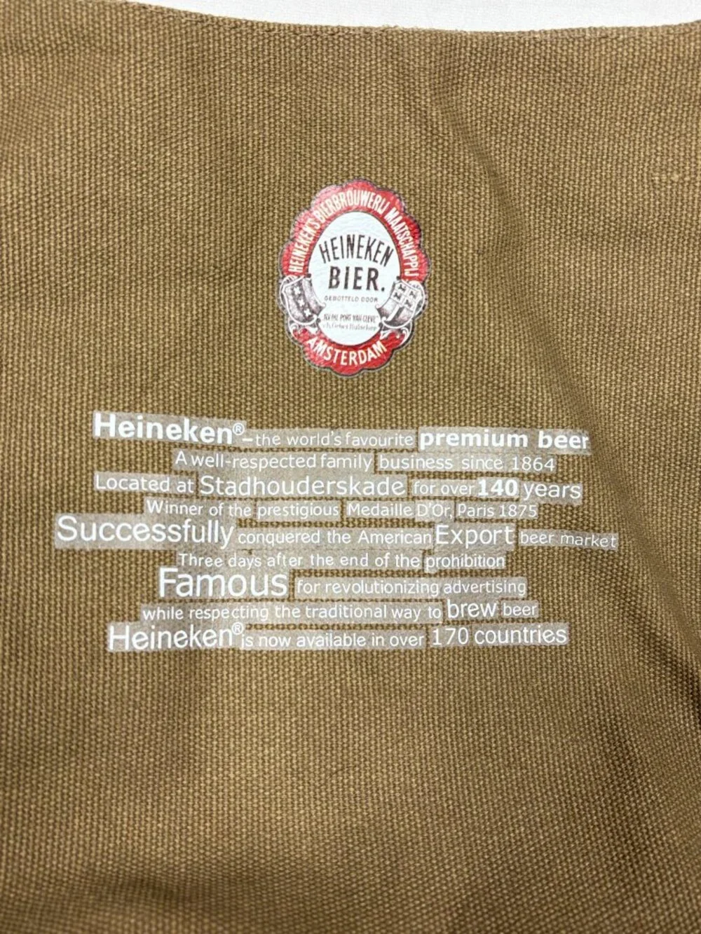 Heineken Beer Messenger Bag Vintage Canvas Sling Crossbody Tote Brown Green Star